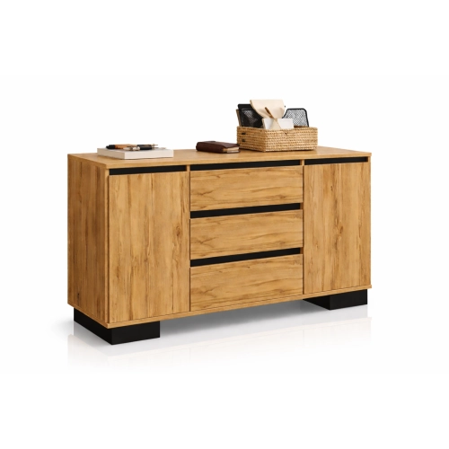 Komoda 2D3S DC ALFA Komoda z Szufladami do Salonu, Sypialni 145 cm Dąb Wotan